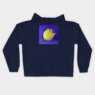 yellow tulip on purple Kids Hoodie